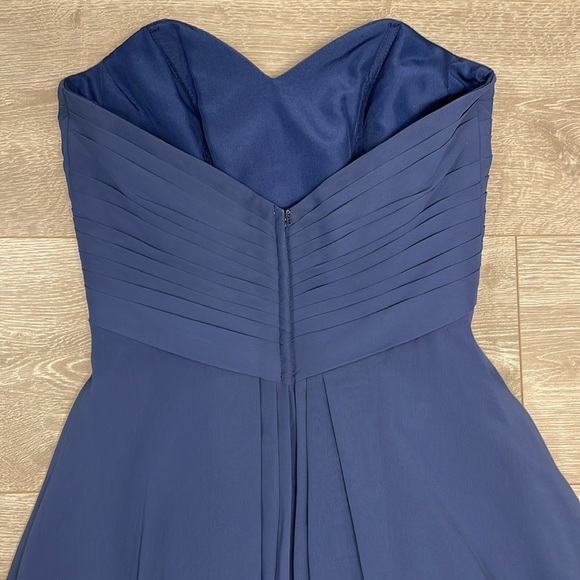 NWOT Allure Bridals Bridesmaid Formal 1221 Dress Navy Chiffon Ruched Strapless 4 - Picture 16 of 16